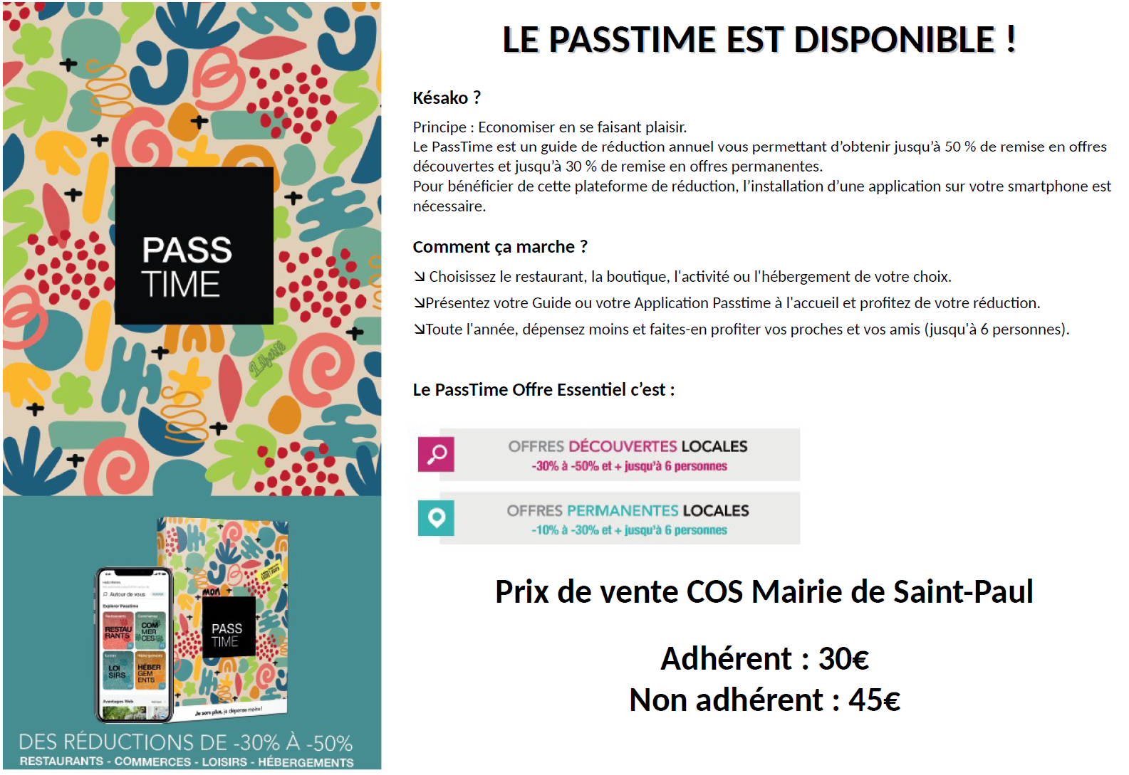 Le PassTime est disponible ! COS de SaintPaul